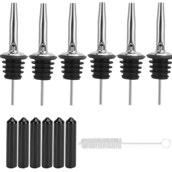 Flaskstopp & Flaskförslutare-Klassisk silikonflaska Pour Liquor Dust Cap Brush Vinöppnare - Rostfritt stål