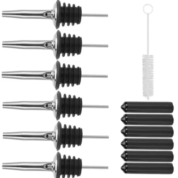 Flaskstopp & Flaskförslutare-Klassisk silikonflaska Pour Liquor Dust Cap Brush Vinöppnare - Rostfritt stål