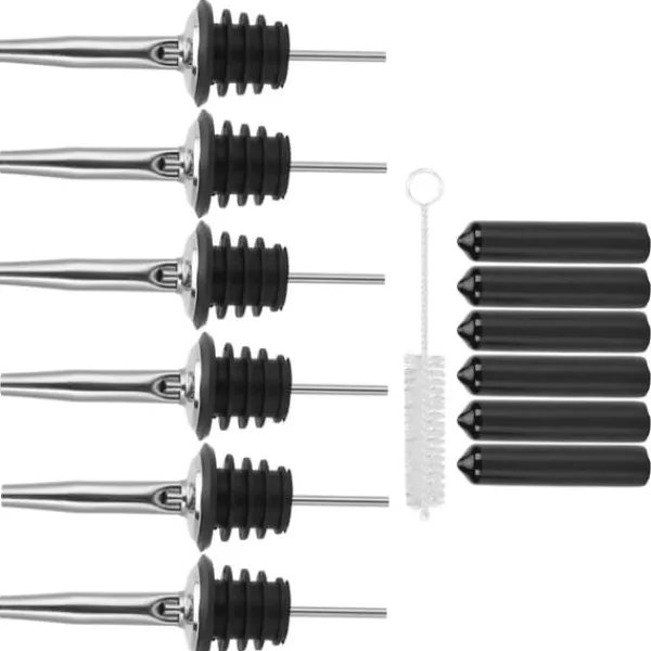 Flaskstopp & Flaskförslutare-Klassisk silikonflaska Pour Liquor Dust Cap Brush Vinöppnare - Rostfritt stål