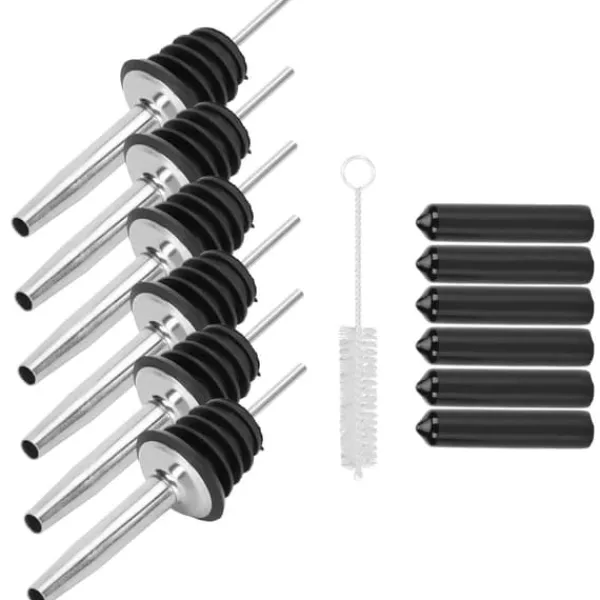 Flaskstopp & Flaskförslutare-Klassisk silikonflaska Pour Liquor Dust Cap Brush Vinöppnare - Rostfritt stål