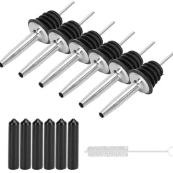 Flaskstopp & Flaskförslutare-Klassisk silikonflaska Pour Liquor Dust Cap Brush Vinöppnare - Rostfritt stål