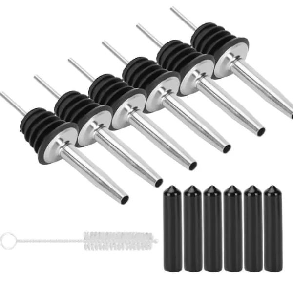 Flaskstopp & Flaskförslutare-Klassisk silikonflaska Pour Liquor Dust Cap Brush Vinöppnare - Rostfritt stål