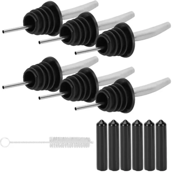 Flaskstopp & Flaskförslutare-Klassisk silikonflaska Pour Liquor Dust Cap Brush Vinöppnare - Rostfritt stål