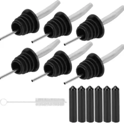 Flaskstopp & Flaskförslutare-Klassisk silikonflaska Pour Liquor Dust Cap Brush Vinöppnare - Rostfritt stål