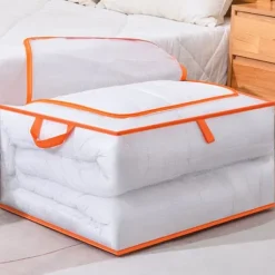 Förvaringspåsar För Hemmet-Klädförvaringsväska Stor kapacitet Transparent vattentät dragkedja Rektangelförvaringsbehållare för filtar Täcken XL 60x50x30cm