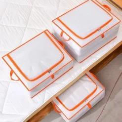 Förvaringspåsar För Hemmet-Klädförvaringsväska Stor kapacitet Transparent vattentät dragkedja Rektangelförvaringsbehållare för filtar Täcken XL 60x50x30cm