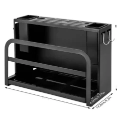 Knivblock, Kolstål, Multifunktionell Förvaring,svart