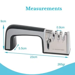 Knivslip i Svart 4-i-1 knivvässare i rostfritt stål för saxar och köksknivar Lämplig för stål och keramik för grov- och finslipning med halkfri