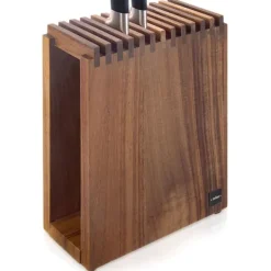 Knivställ i trä med fack