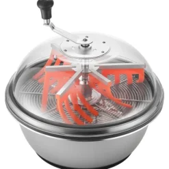 Salladsslungor-Knopp- och bladtrimmer - Skåltrimmer manuell Ø 49 cm - Rostfria blad - Transparent lock - Våt/torr - Vevdriven snurrskärning