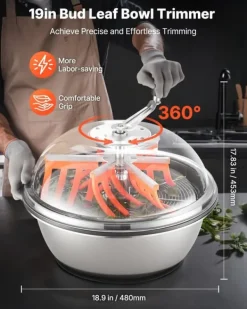 Salladsslungor-Knopp- och bladtrimmer - Skåltrimmer manuell Ø 49 cm - Rostfria blad - Transparent lock - Våt/torr - Vevdriven snurrskärning