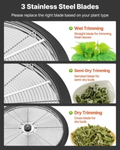 Salladsslungor-Knopp- och bladtrimmer - Skåltrimmer manuell Ø 49 cm - Rostfria blad - Transparent lock - Våt/torr - Vevdriven snurrskärning