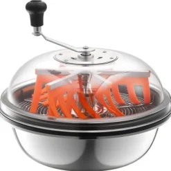 Salladsslungor-Knopp- och bladtrimmer - Skåltrimmer manuell Ø 49 cm - Rostfria blad - Transparent lock - Våt/torr - Vevdriven snurrskärning