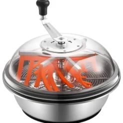 Knopptrimmer och Bladtrimmer - Skålmodell 42 cm - Handvevad - Rostfria stålblad - Våt och torr trimning - Genomsynligt lock