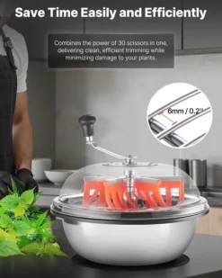 Knopptrimmer och Bladtrimmer - Skålmodell 42 cm - Handvevad - Rostfria stålblad - Våt och torr trimning - Genomsynligt lock