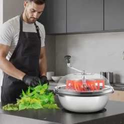 Knopptrimmer och Bladtrimmer - Skålmodell 42 cm - Handvevad - Rostfria stålblad - Våt och torr trimning - Genomsynligt lock