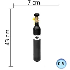 Kolsyremaskin-Koldioxid, CO2 flaska - 0,5 kg, utan flaskbur - Gasflaska, Kolsyreflaska, Kolsyrecylinder, Kolsyrebehållare, Kolsyrepatroner