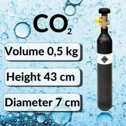 Kolsyremaskin-Koldioxid, CO2 flaska - 0,5 kg, utan flaskbur - Gasflaska, Kolsyreflaska, Kolsyrecylinder, Kolsyrebehållare, Kolsyrepatroner