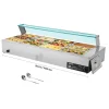 Matuppvärmare-Kommersiell buffévärmare och matvärmare - Elektrisk bain-marie bänkmodell - Rostfritt stål - 1700 W - 12 pannor - Soppslev och perforerad slev