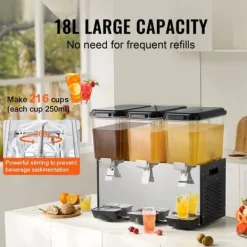 Kommersiell Dryckedispenser 18L, 3 Tankar, Kall Juice, Isdryckedispenser, Hög Kvalitet, Effektiv och Användarvänlig