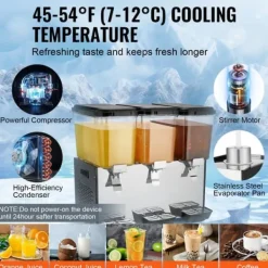 Kommersiell Dryckedispenser 18L, 3 Tankar, Kall Juice, Isdryckedispenser, Hög Kvalitet, Effektiv och Användarvänlig
