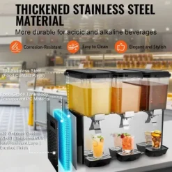 Kommersiell Dryckedispenser 18L, 3 Tankar, Kall Juice, Isdryckedispenser, Hög Kvalitet, Effektiv och Användarvänlig