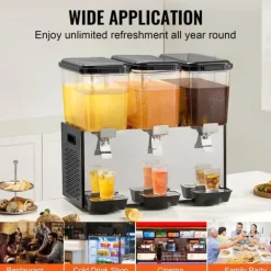 Kommersiell Dryckedispenser 18L, 3 Tankar, Kall Juice, Isdryckedispenser, Hög Kvalitet, Effektiv och Användarvänlig