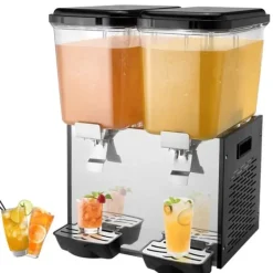 Kommersiell dryckedispenser 18L, 2 tankar, kall juice, effektiv servering, hållbar design, perfekt för caféer