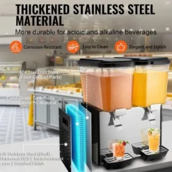 Kommersiell dryckedispenser 18L, 2 tankar, kall juice, effektiv servering, hållbar design, perfekt för caféer