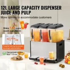 Kommersiell dryckedispenser 12L x 3 tankar, hög kapacitet, kall juice, perfekt för caféer och restauranger