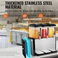 Kommersiell dryckedispenser 12L x 3 tankar, hög kapacitet, kall juice, perfekt för caféer och restauranger