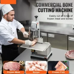 Kommersiell elektrisk köttbandsåg 650W, rostfri, effektiv, hållbar, professionell för kök, perfekt för kött och fisk
