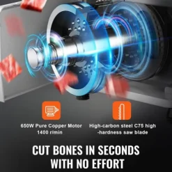 Kommersiell elektrisk köttbandsåg 650W, rostfri, effektiv, hållbar, professionell för kök, perfekt för kött och fisk