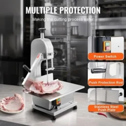 Kommersiell elektrisk köttbandsåg 650W, rostfri, effektiv, hållbar, professionell för kök, perfekt för kött och fisk