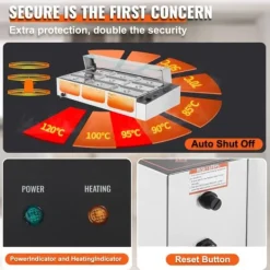 Matuppvärmare-Kommersiell elektrisk matvärmare, bänkskiva, buffé 9*5Qt, glasdisk, effektiv för restauranger och catering