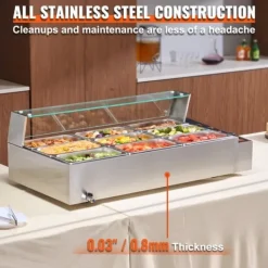 Matuppvärmare-Kommersiell elektrisk matvärmare, bänkskiva, buffé 9*5Qt, glasdisk, effektiv för restauranger och catering