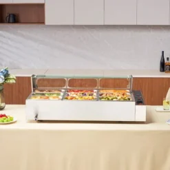 Matuppvärmare-Kommersiell elektrisk matvärmare, bänkskiva, buffé 9*5Qt, glasdisk, effektiv för restauranger och catering