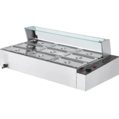 Matuppvärmare-Kommersiell elektrisk matvärmare, bänkskiva, buffé 9*5Qt, glasdisk, effektiv för restauranger och catering