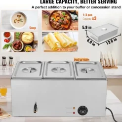 Kommersiell Elektrisk Matvärmare 3-Pannor Bänkskiva Buffé 16,5L Bain Marie, effektiv värmelösning för restauranger och catering