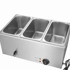 Kommersiell Elektrisk Matvärmare 3-Pannor Bänkskiva Buffé 16,5L Bain Marie, effektiv värmelösning för restauranger och catering