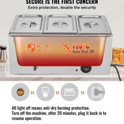 Kommersiell Elektrisk Matvärmare 3-Pannor Bänkskiva Buffé 16,5L Bain Marie, effektiv värmelösning för restauranger och catering