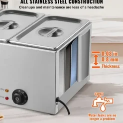 Kommersiell Elektrisk Matvärmare 3-Pannor Bänkskiva Buffé 16,5L Bain Marie, effektiv värmelösning för restauranger och catering
