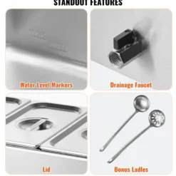 Kommersiell Elektrisk Matvärmare 3-Pannor Bänkskiva Buffé 16,5L Bain Marie, effektiv värmelösning för restauranger och catering