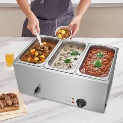 Kommersiell Elektrisk Matvärmare 3-Pannor Bänkskiva Buffé 16,5L Bain Marie, effektiv värmelösning för restauranger och catering