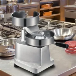 Pressar-Kommersiell hamburgerbiffmaskin 150 mm, kraftig rostfri skål, köksmaskin för köttformning med 1000 pattypapper.