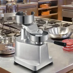 Pressar-Kommersiell hamburgerbiffmaskin 130 mm, kraftig rostfri skål, hamburgerpress för köttformning med 1000 pattypapper.