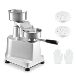 Pressar-Kommersiell hamburgerbiffmaskin 130 mm, kraftig rostfri skål, hamburgerpress för köttformning med 1000 pattypapper.