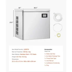 Ismaskiner-Kommersiell ismaskin, 550 lbs/dag modell, självrengörande och hög effektivitet - Endast huvudenhet