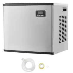 Ismaskiner-Kommersiell Ismaskin, 400 LBS/24H Modell, 300 LBS Förvaringsbehållare, Automatisk Självrengöringsfunktion