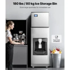 Ismaskiner-Kommersiell Ismaskin 300 pund/dag, 180 pund förvaringsfack, Automatisk isdispensering